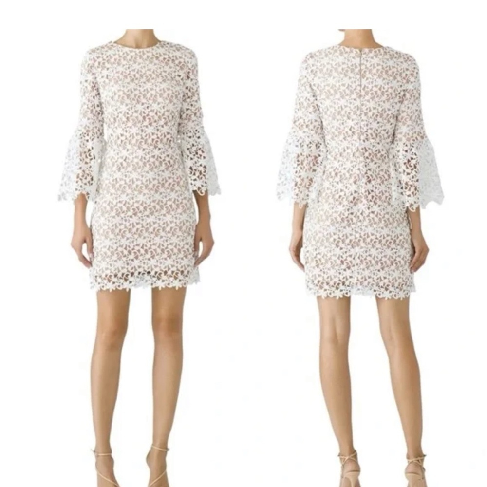 Dress the Population White Lace Long Sleeve Dress